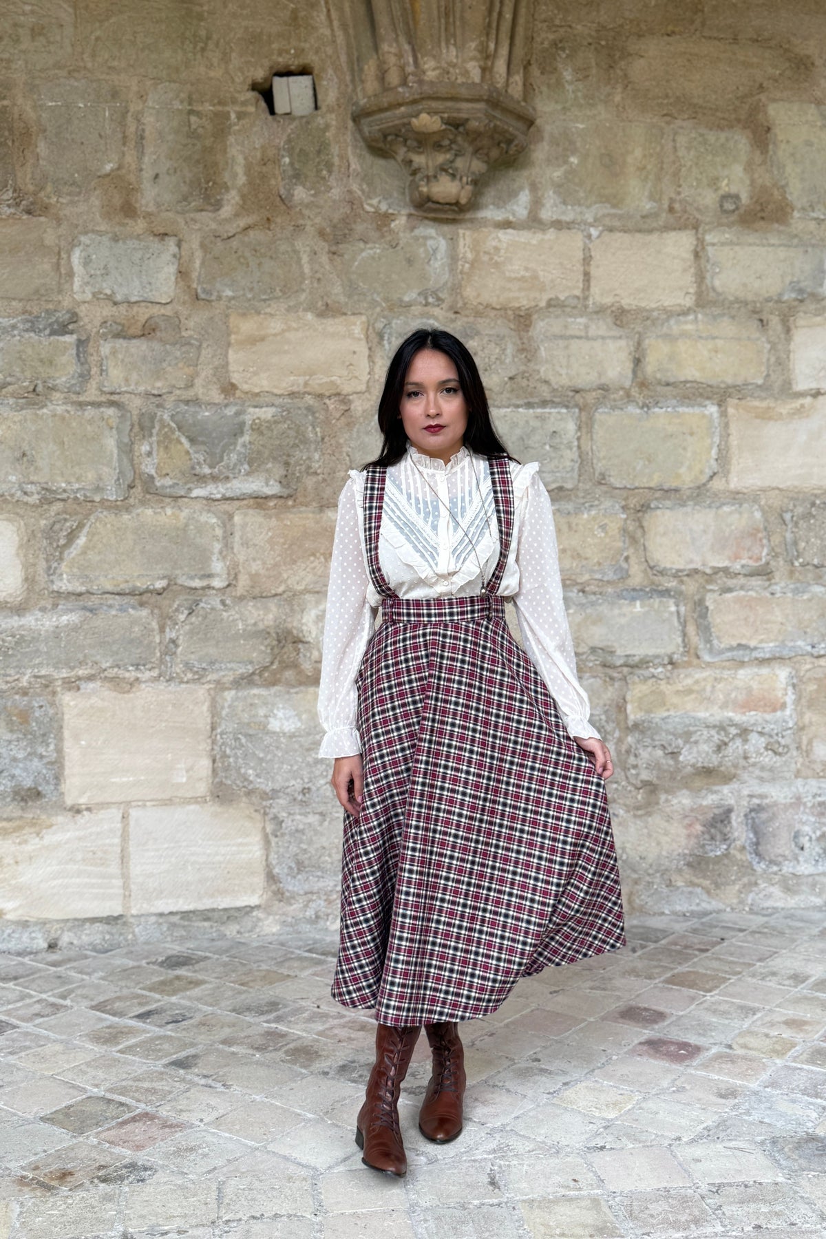 Jupe Academia Tartan Framboise/Noir