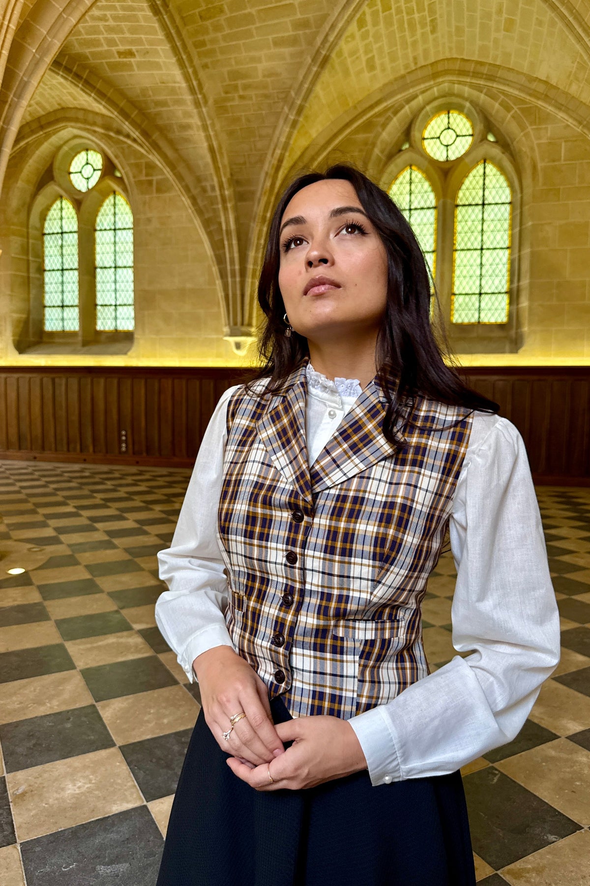 Academia check jacket Beige/Camel/Navy Blue