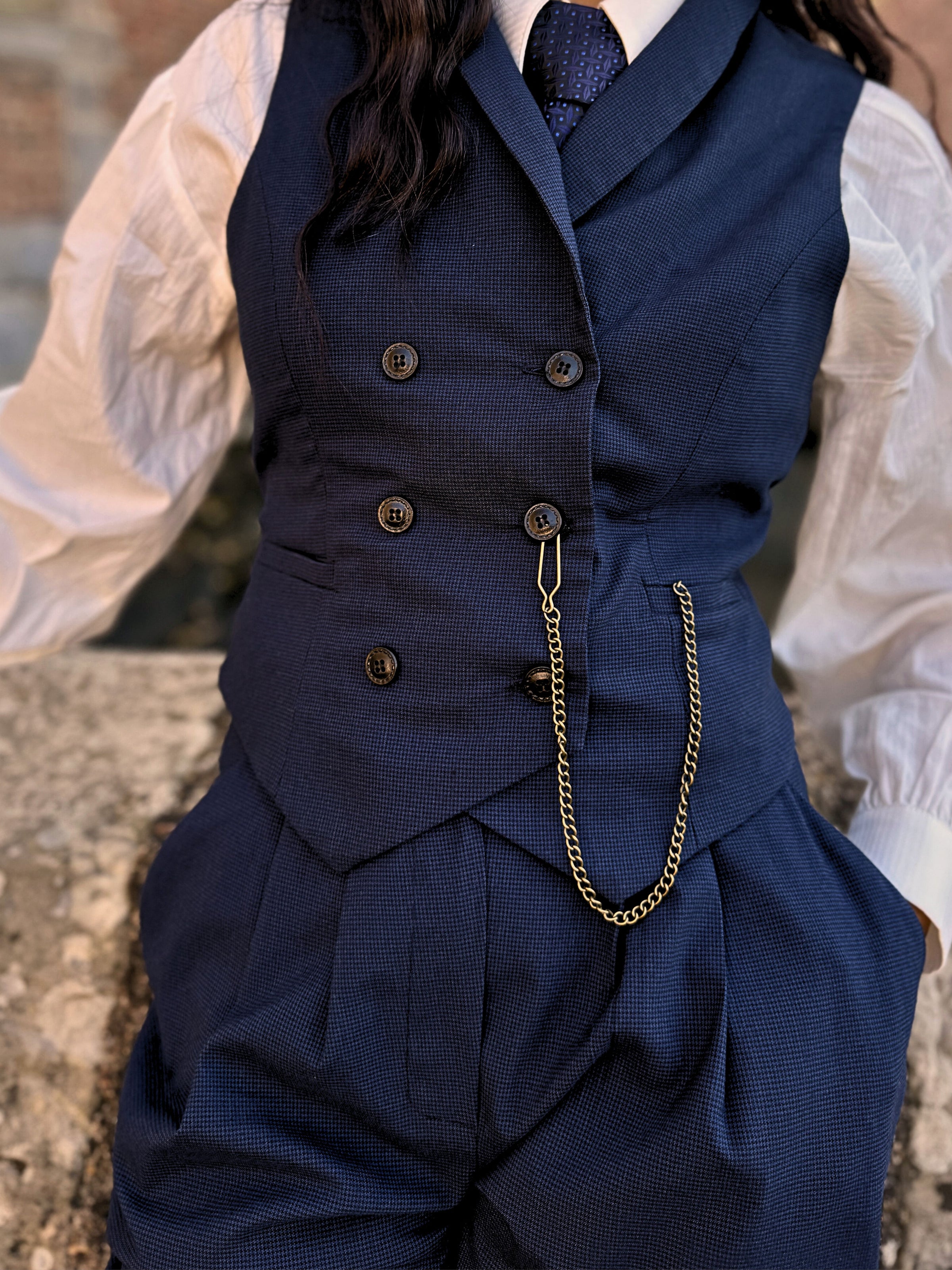 Veston Paddington Pied de Poule Bleu