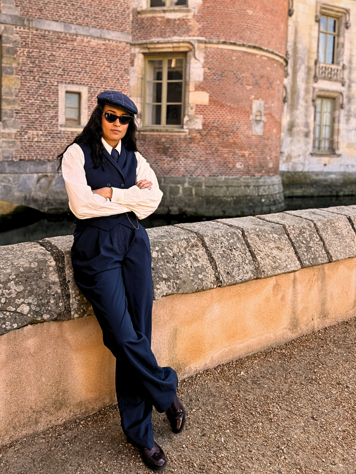 Pantalon Paddington Pied de Poule Bleu