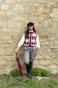 Paddington-Weste, bordeauxrot/weiß