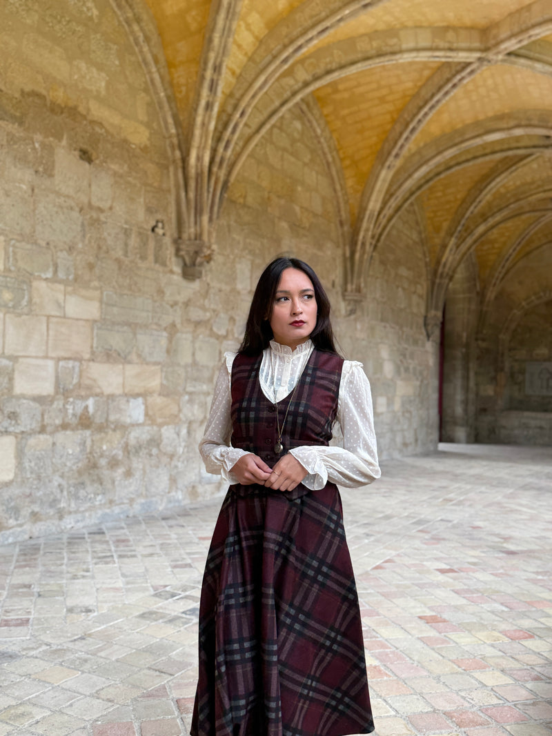Academia Tartan Burgundy Skirt