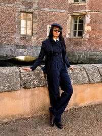 Pantalon Paddington Pied de Poule Bleu
