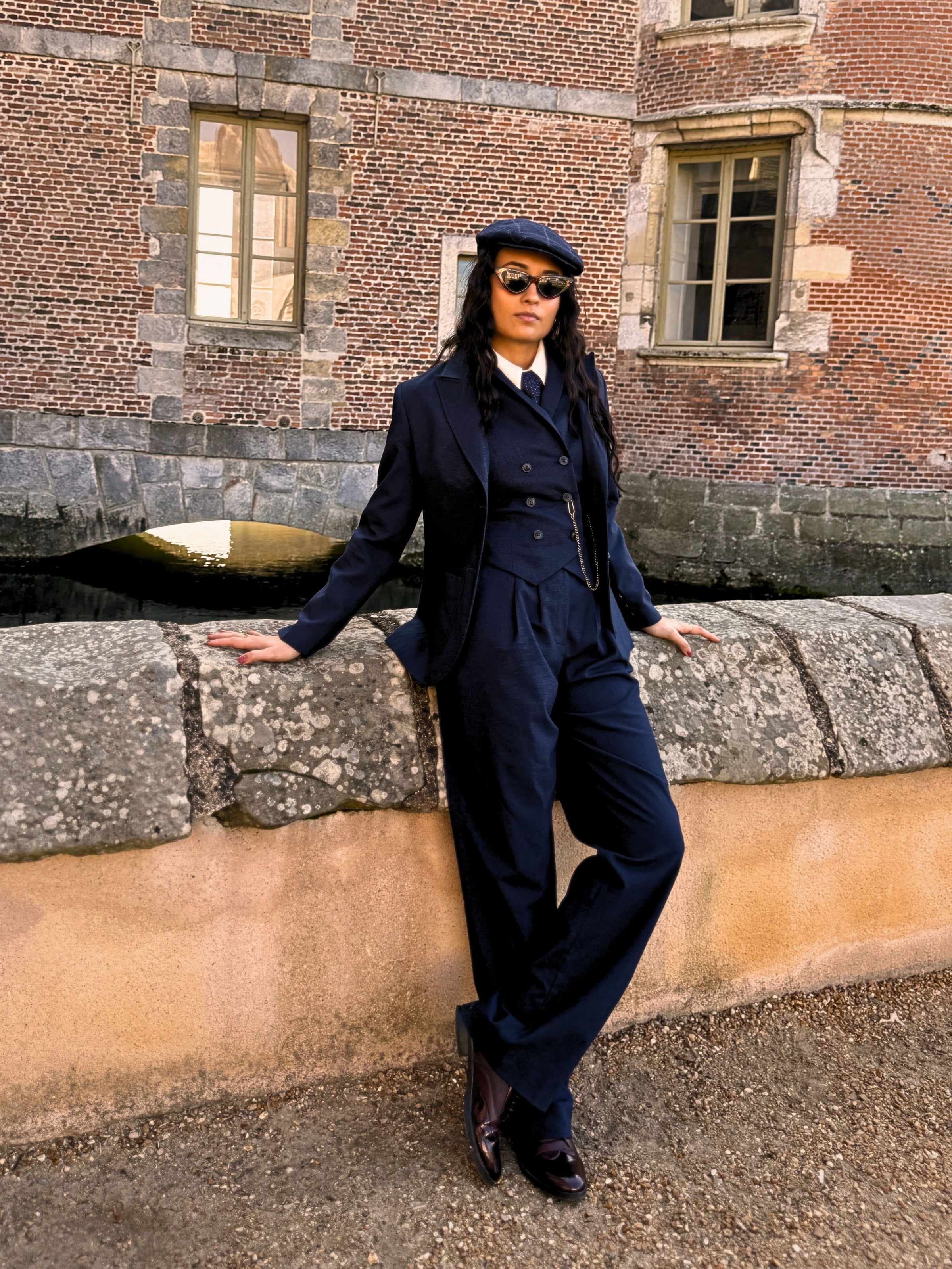 Pantalon Paddington Pied de Poule Bleu