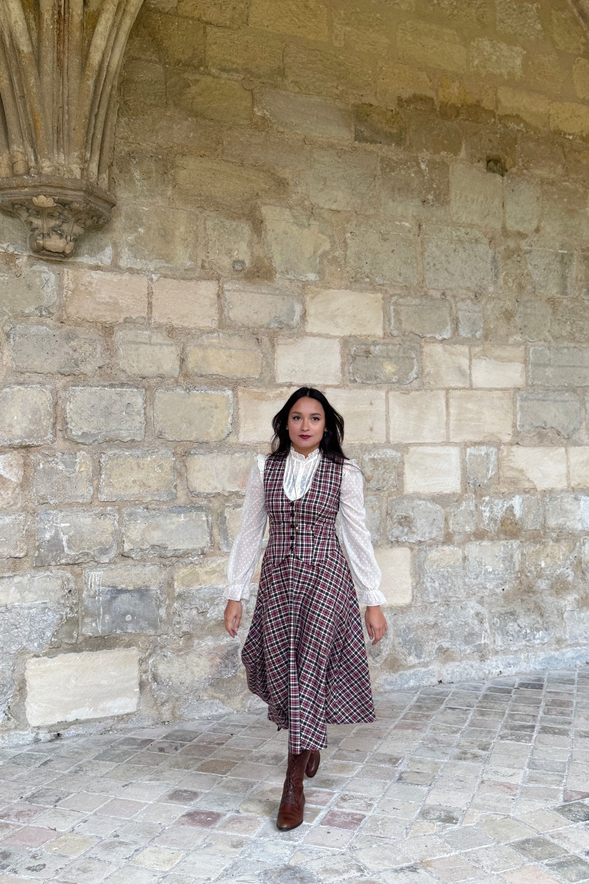 Jupe Academia Tartan Framboise/Noir