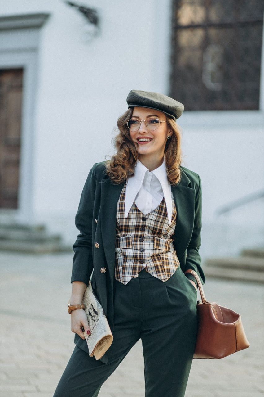 Academia check jacket Beige/Camel/Navy Blue