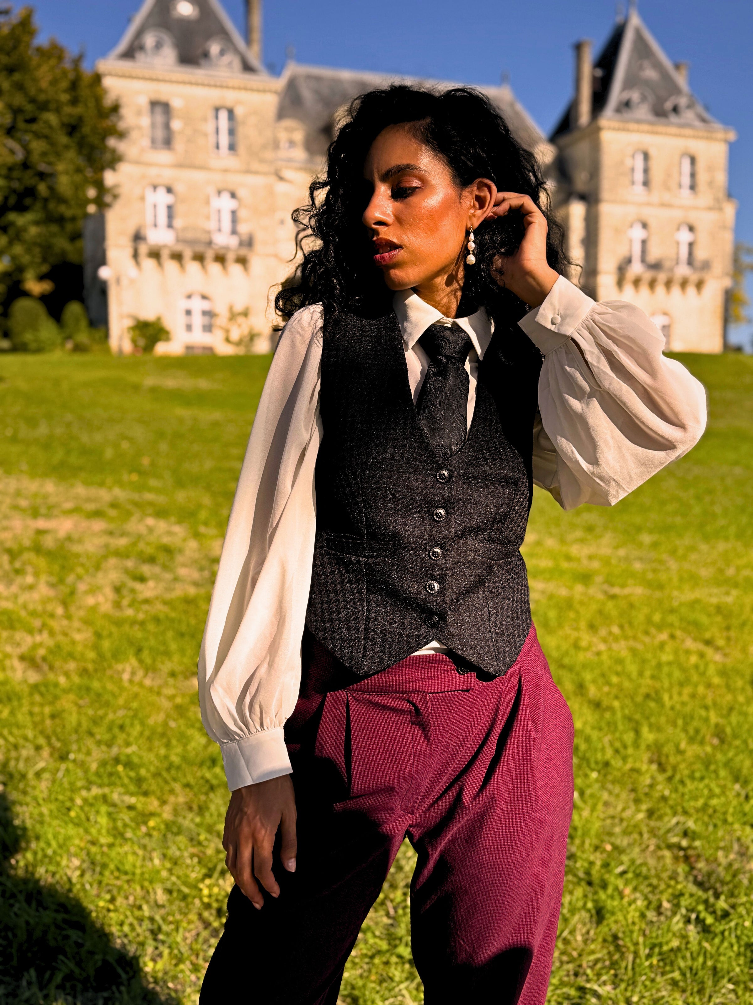 Veston Academia Tweed Noir