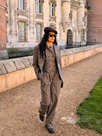 Pantalon Paddington Prince de Galles Gris/ Bordeaux