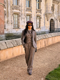 Pantalon Paddington Prince de Galles Gris/ Bordeaux