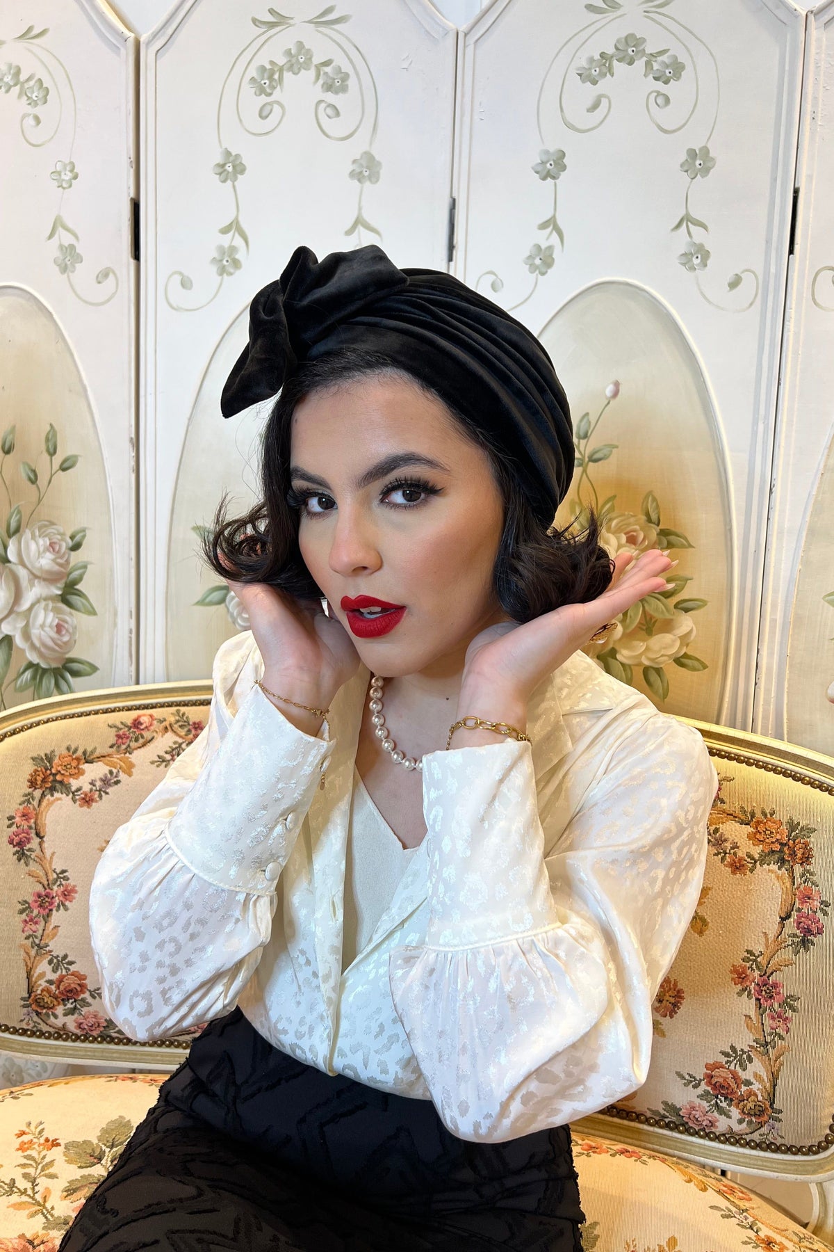 Turban à enfiler Velours Noir