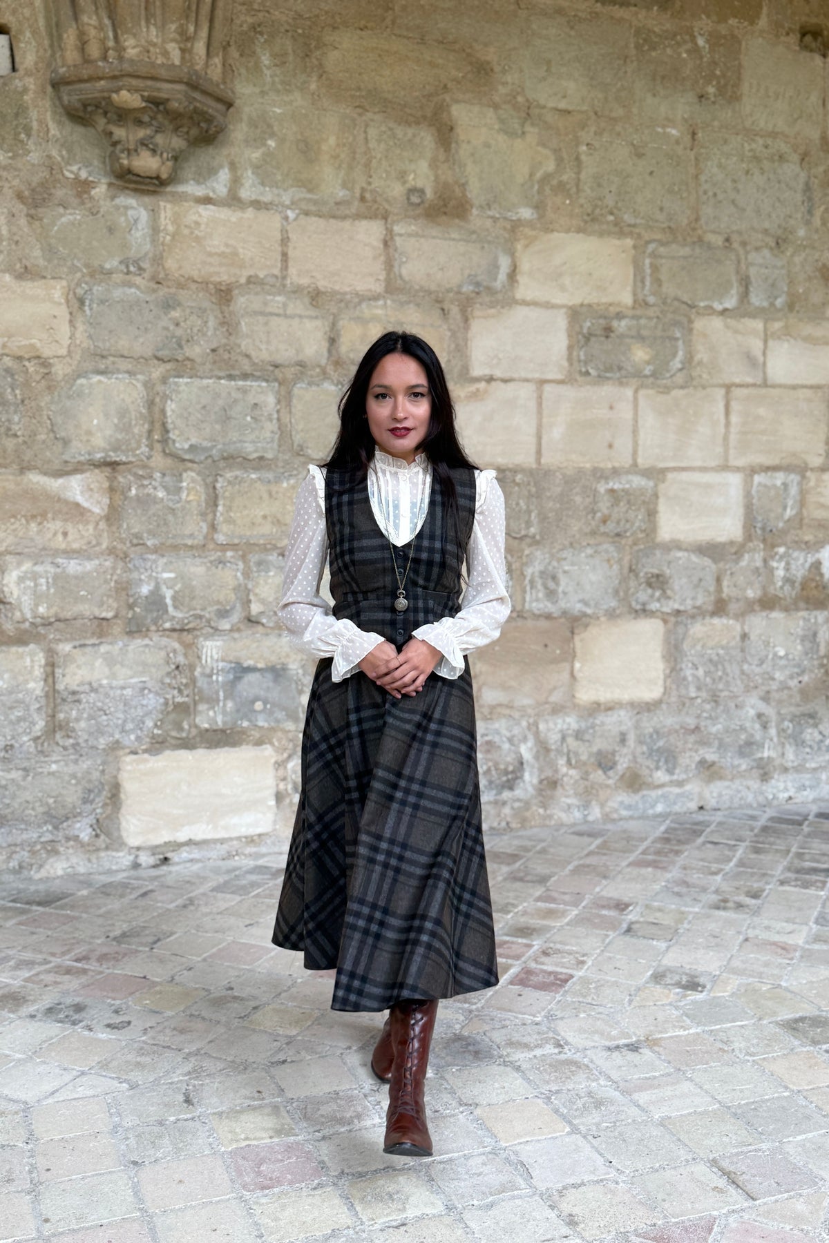 Jupe Academia Tartan Vert kaki