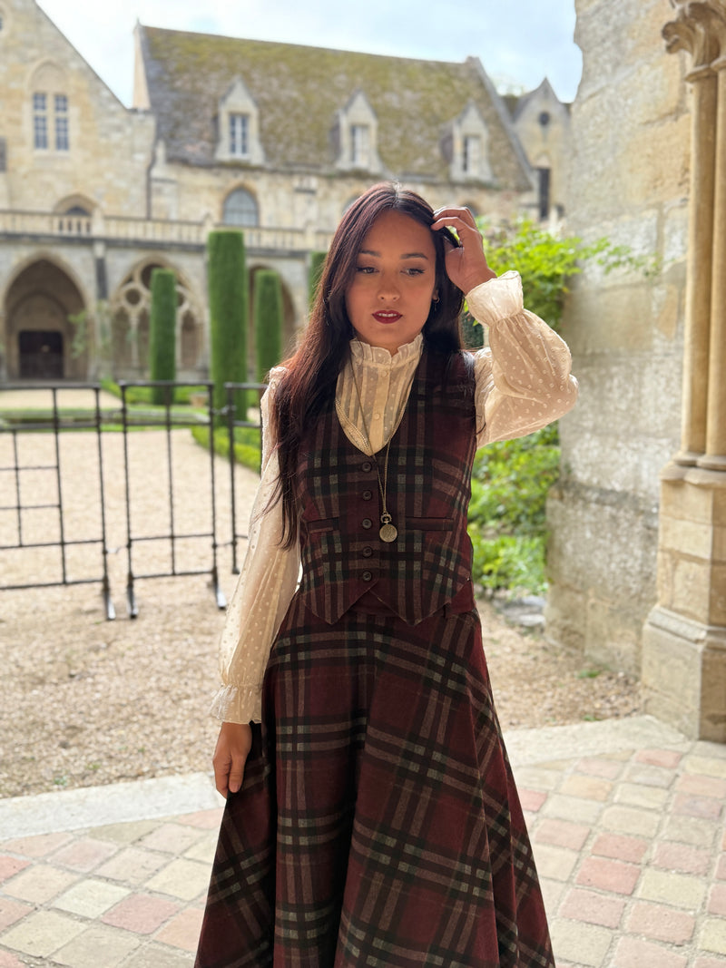 Academia Tartan Burgundy Skirt
