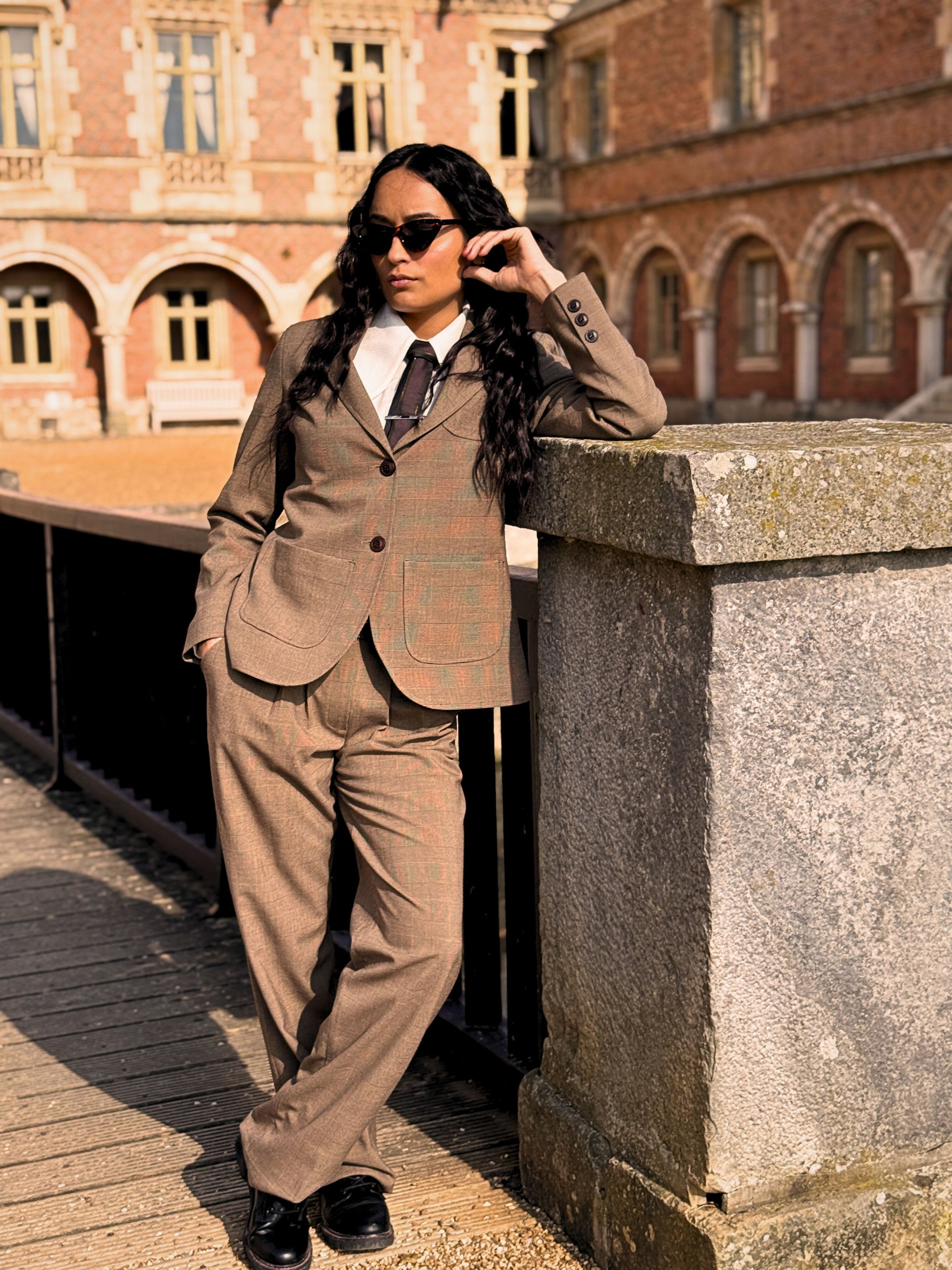 Pantalon Paddington Prince de Galles Marron