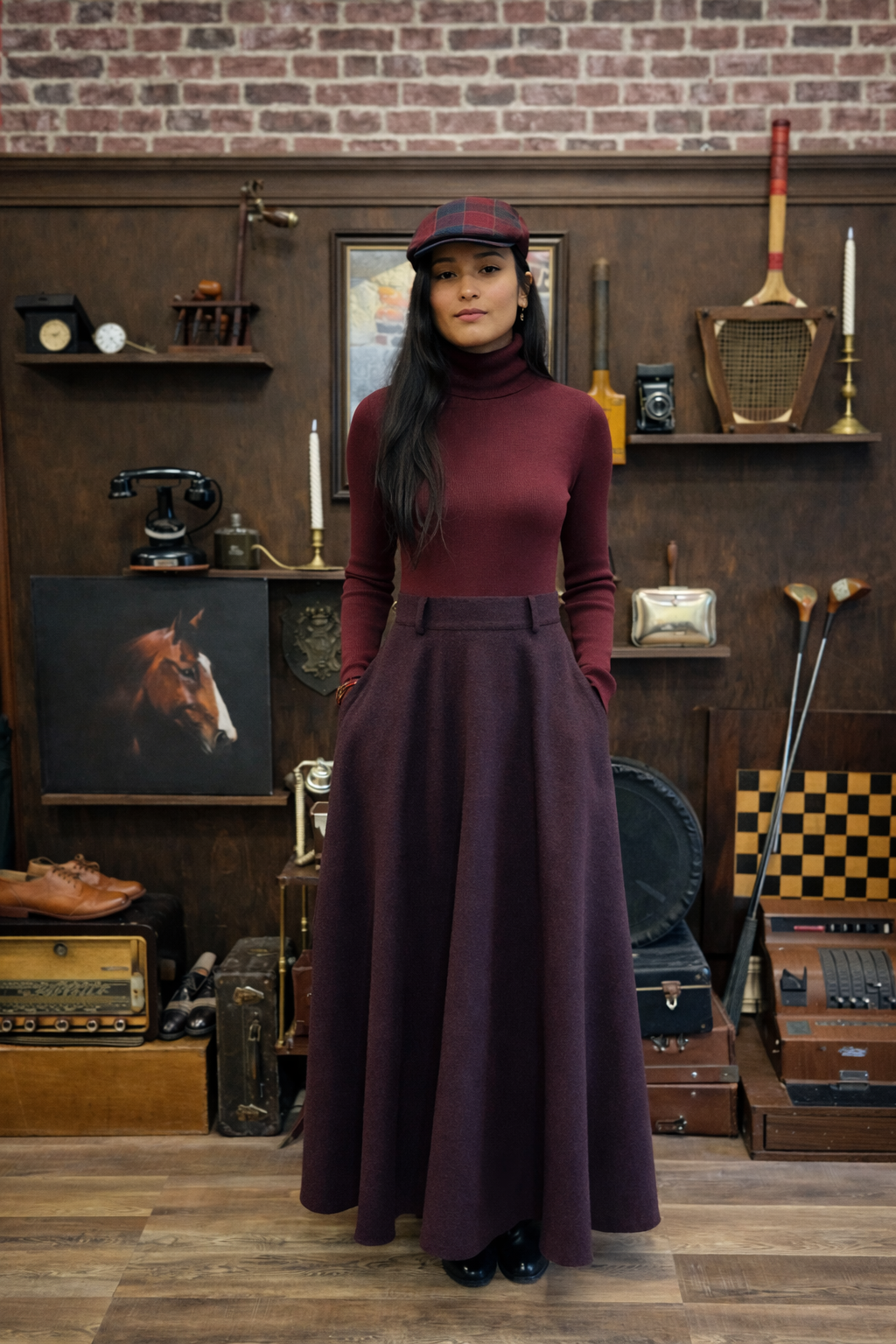 Jupe Paddington Maxi Bordeaux Chiné