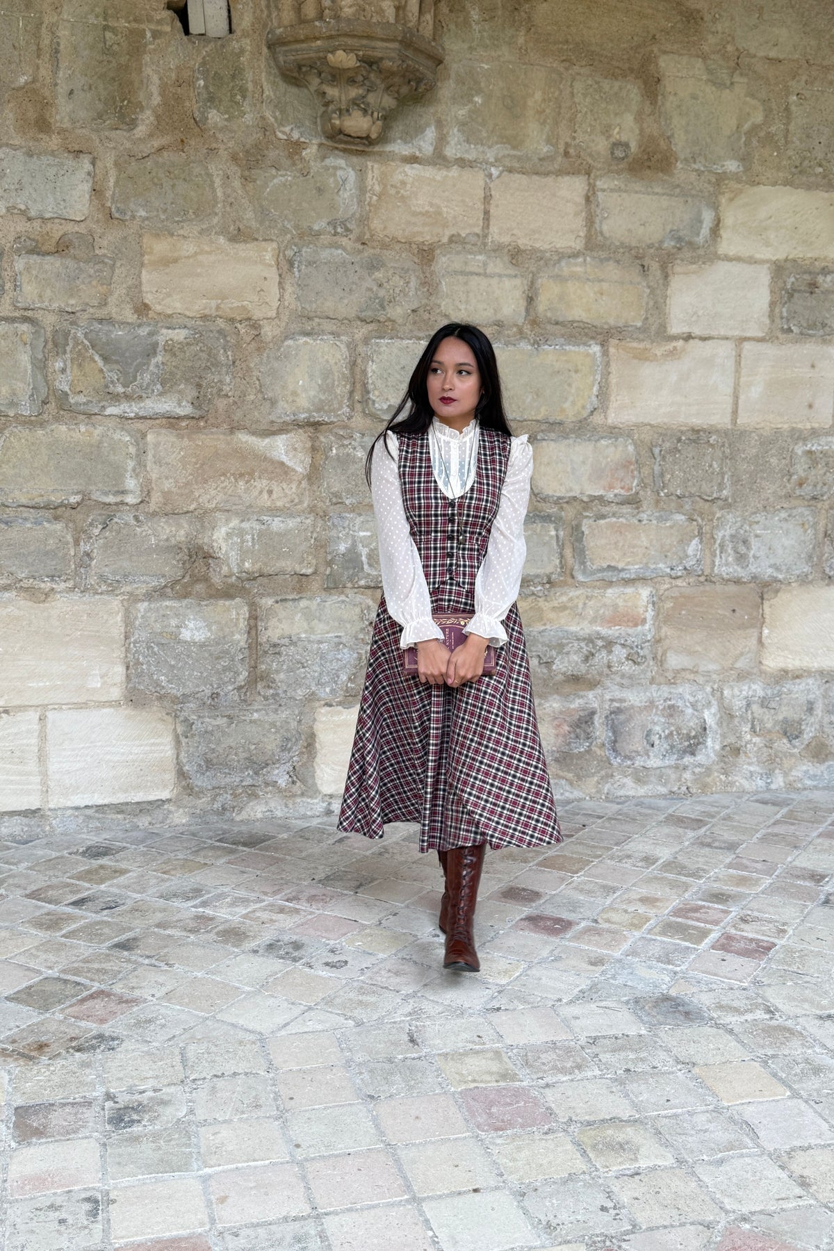 Jupe Academia Tartan Framboise/Noir