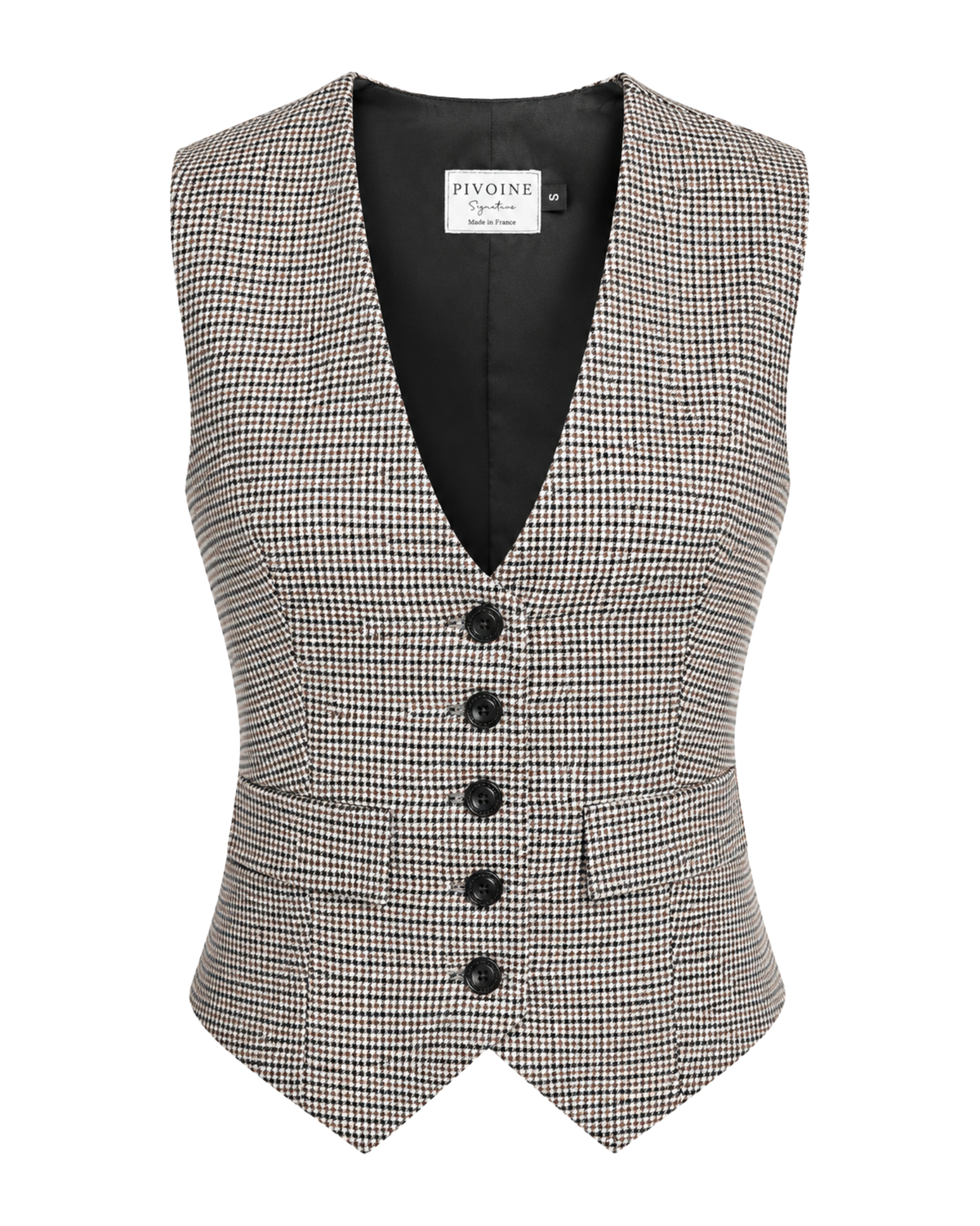 Académia Hahnentritt-Jacke Beige/Schwarz/Camel