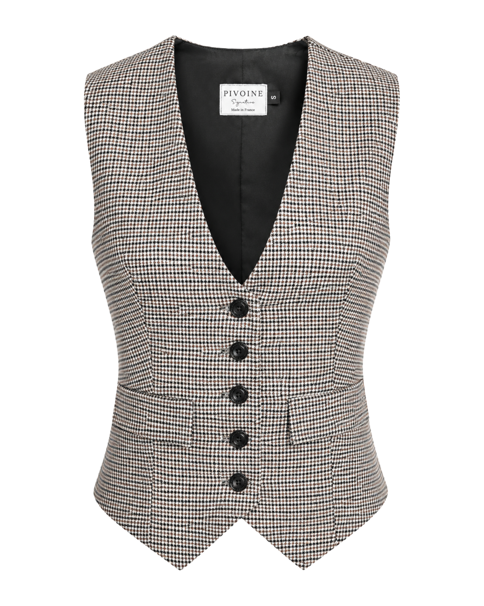 Académia Hahnentritt-Jacke Beige/Schwarz/Camel