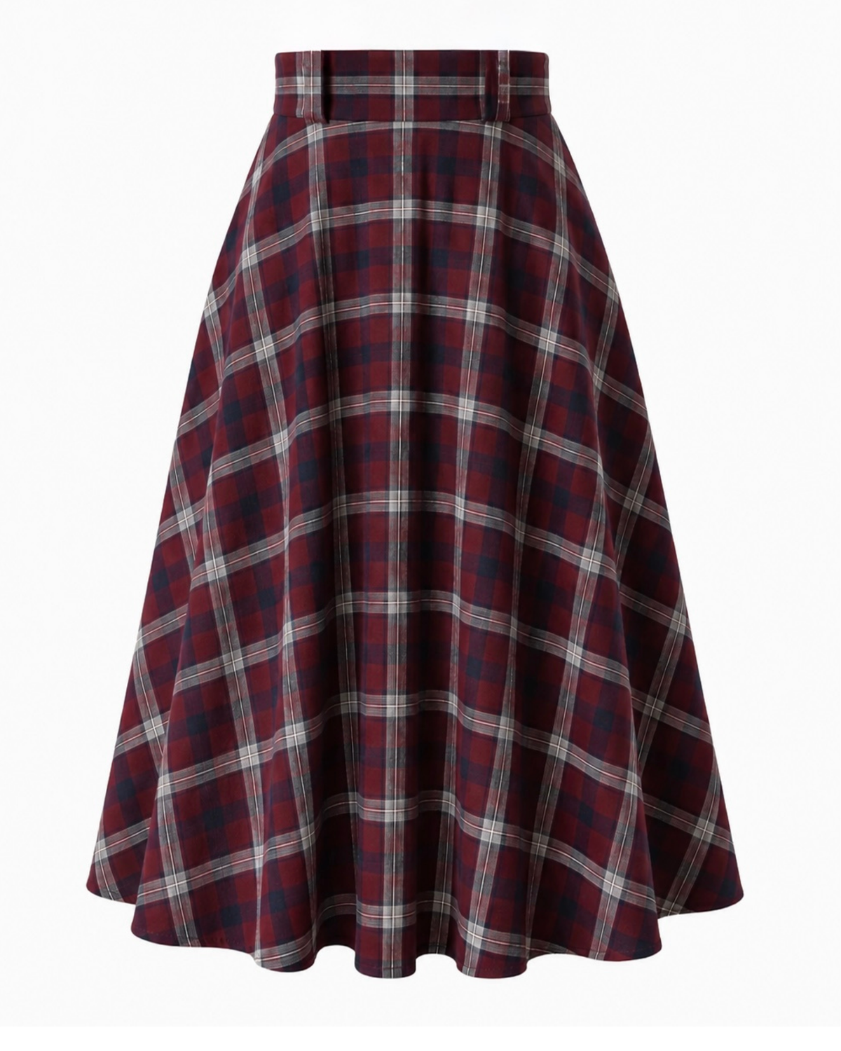 Academia Checked Skirt Burgundy/Navy