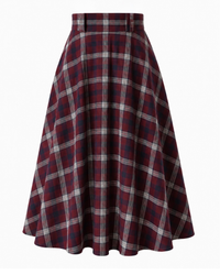 Academia Checked Skirt Burgundy/Navy