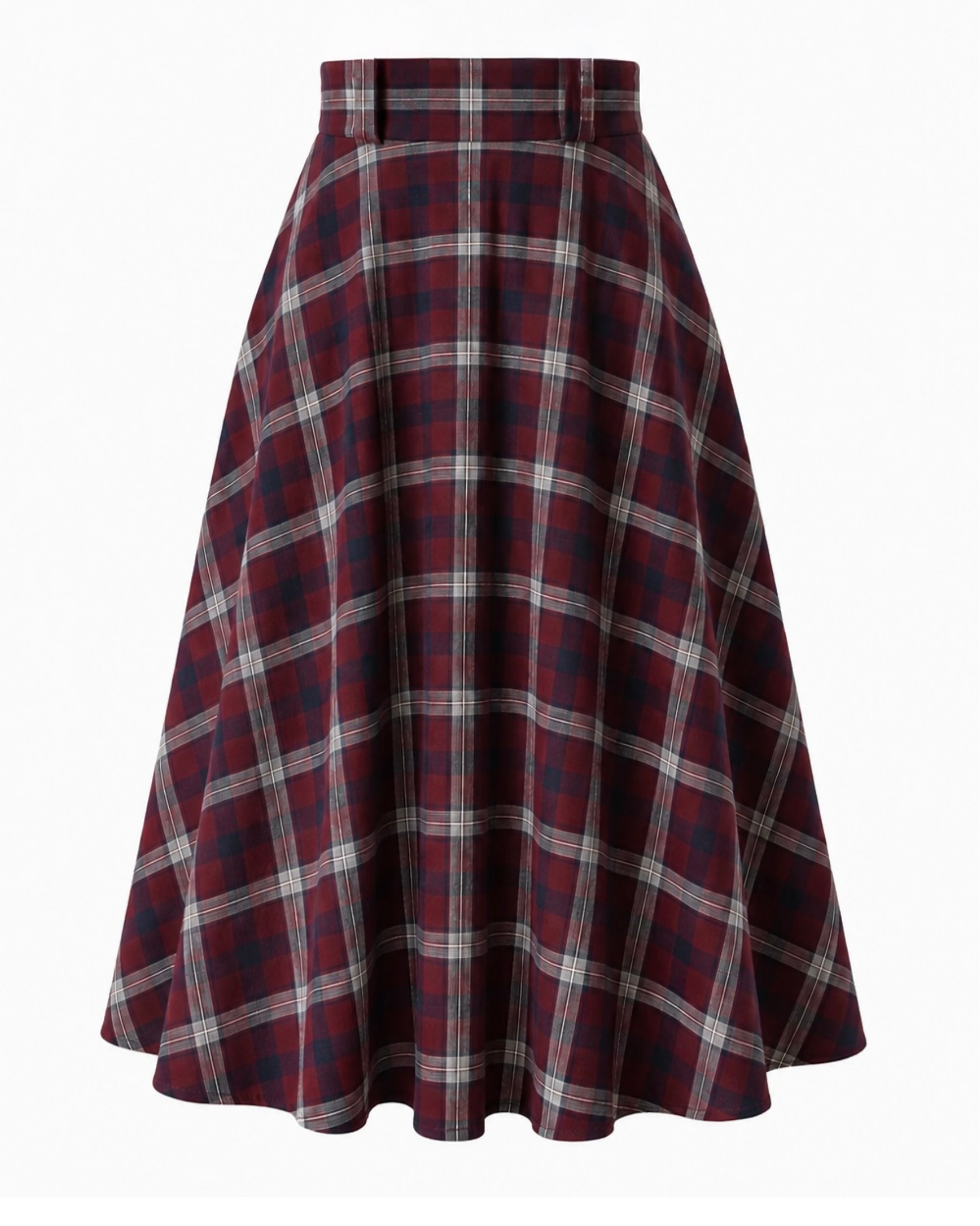 Academia Checked Skirt Burgundy/Navy