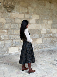 Academia Tartan Skirt Khaki green
