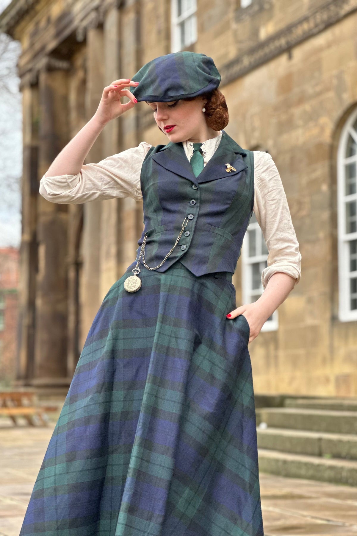 Academia Green Tartan Skirt