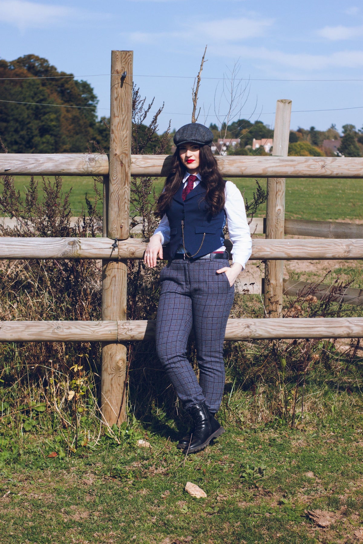 Peaky Check Trousers Blue/Grey/Bordeaux