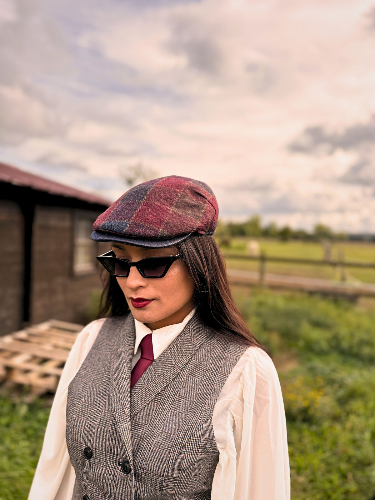 Béret Paddington Carreaux Bordeaux/Bleu