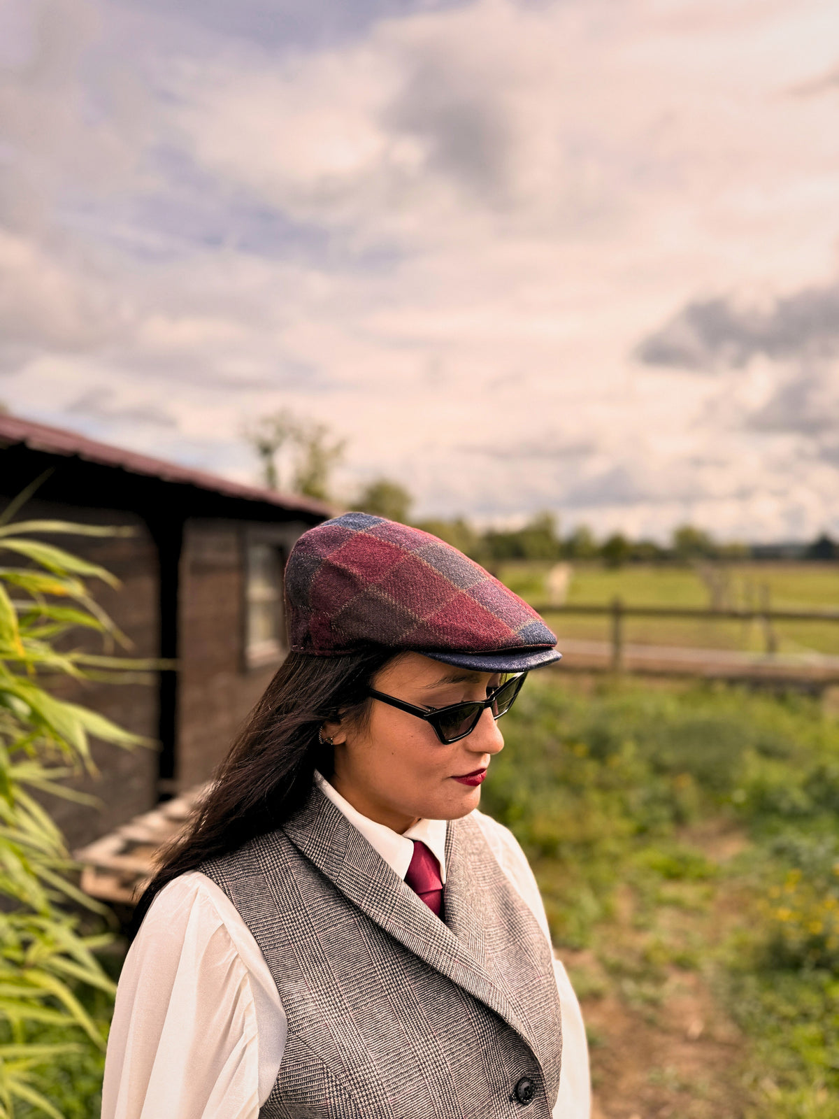 Béret Paddington Carreaux Bordeaux/Bleu