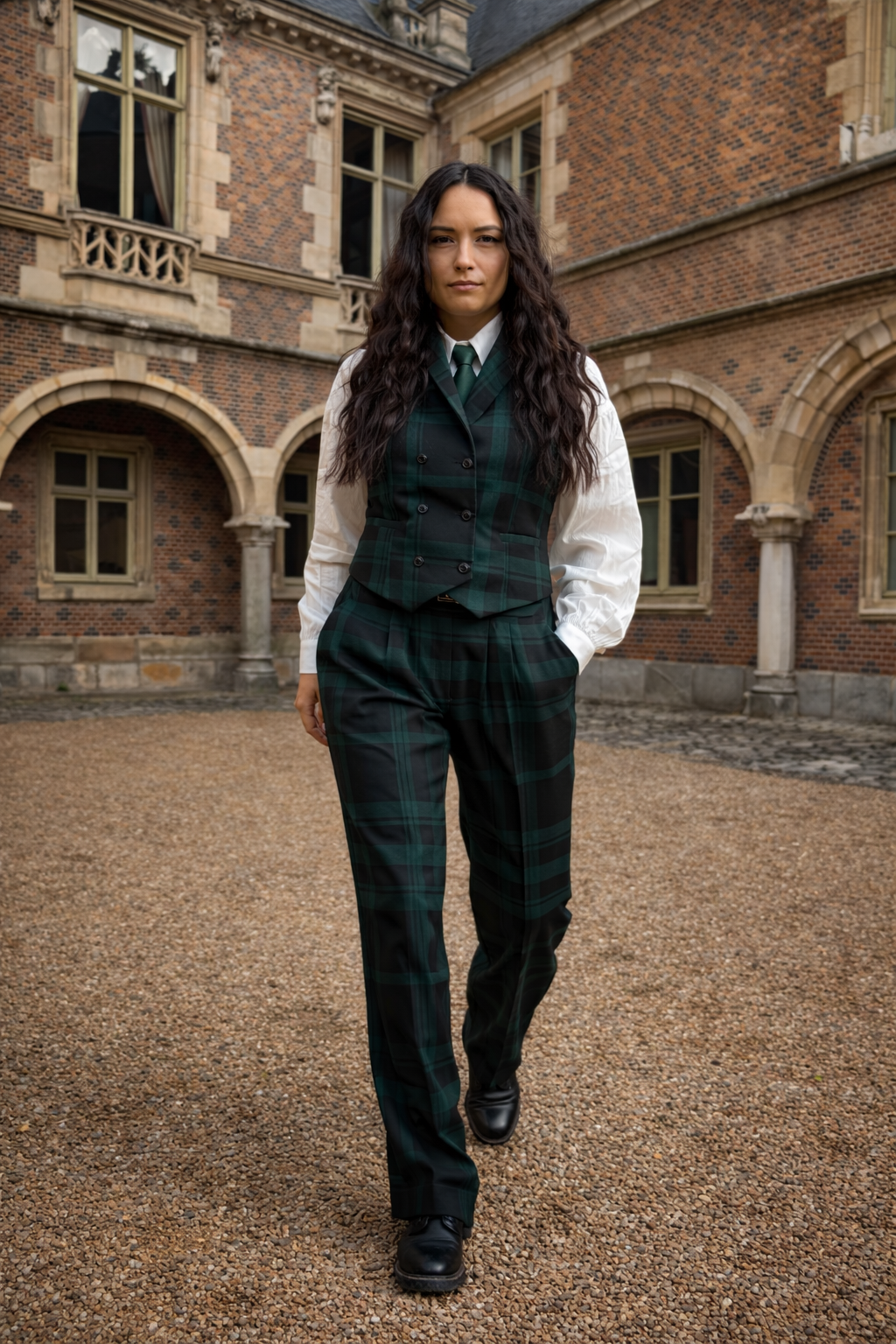 Paddington Jacke mit grünem/schwarzem Karomuster