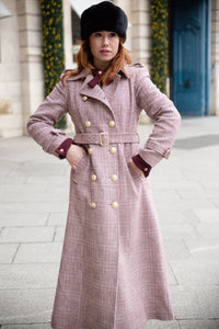 Manteau Prince de Galles Bordeaux