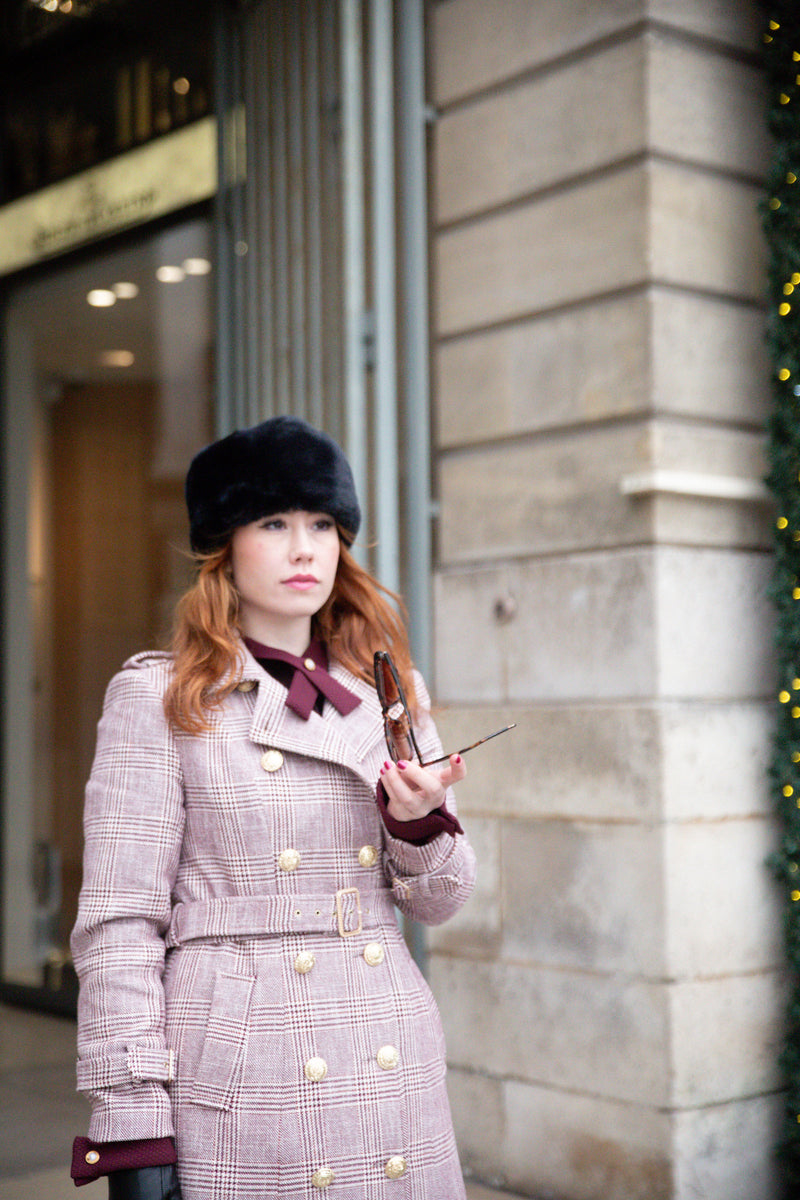 Manteau Prince de Galles Bordeaux