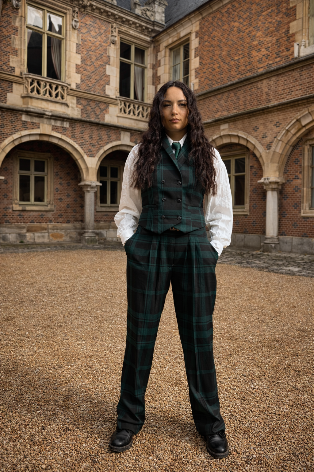 Paddington Jacke mit grünem/schwarzem Karomuster