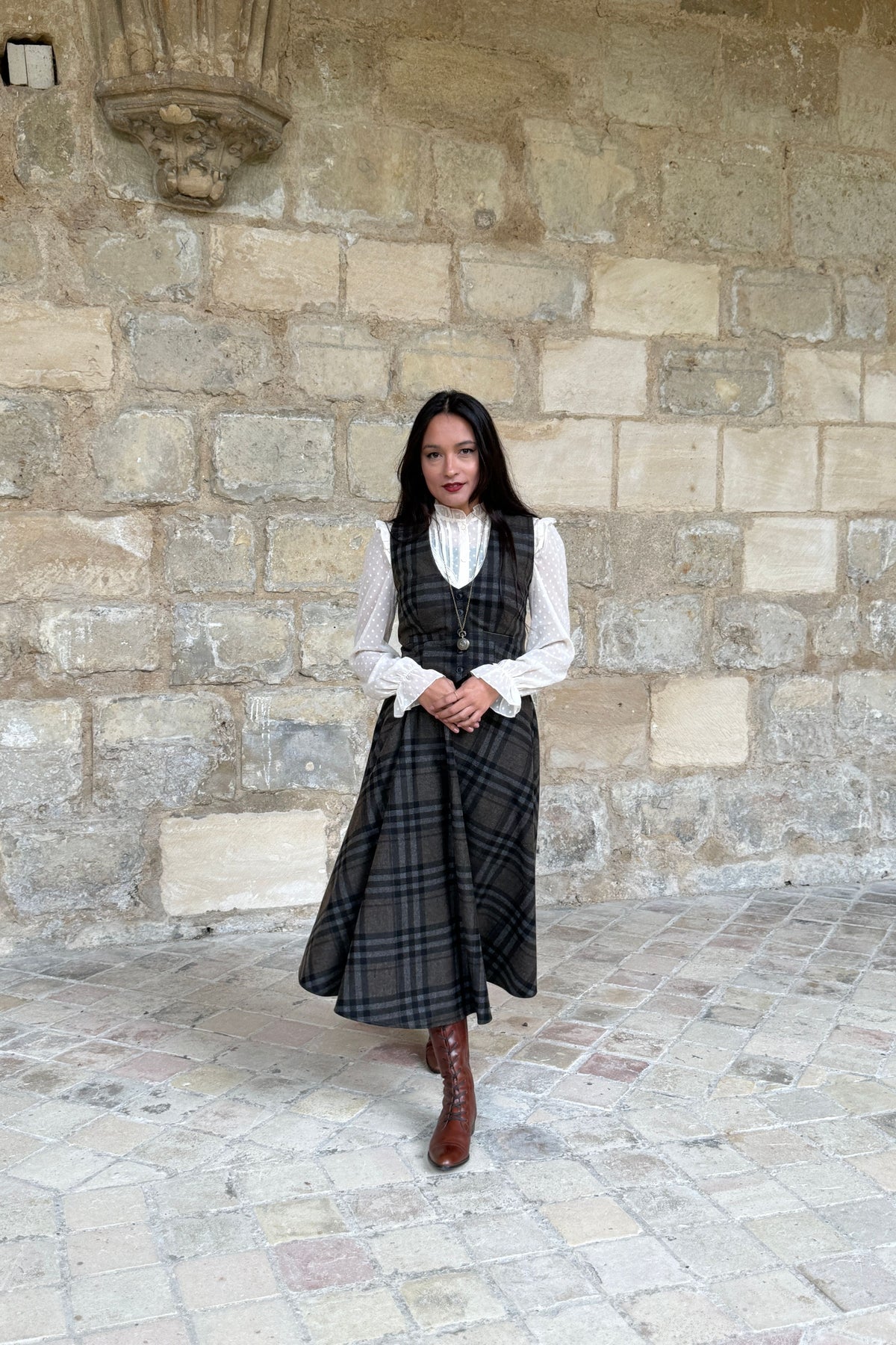 Jupe Academia Tartan Vert kaki