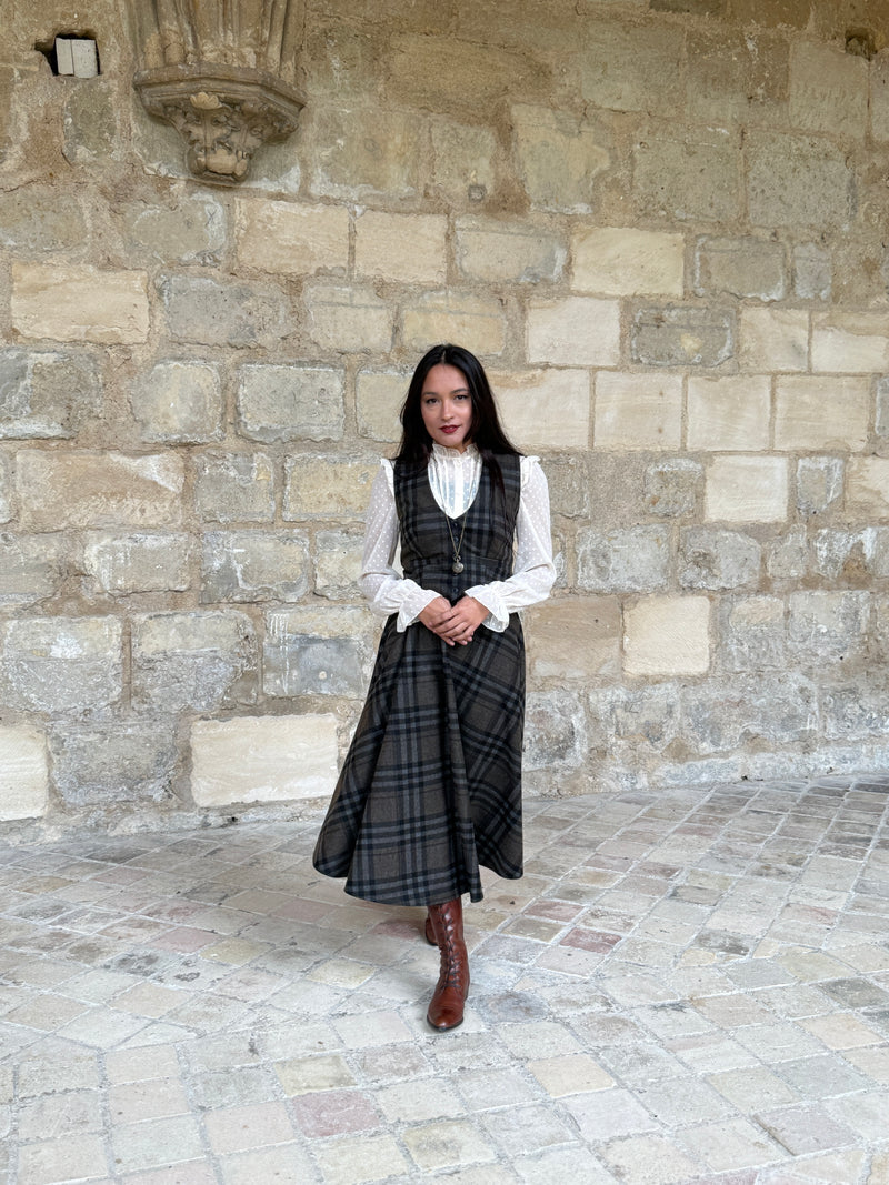 Academia Tartan Skirt Khaki green