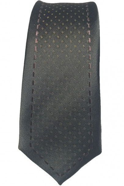 Cravate Fine Noir/Kaki