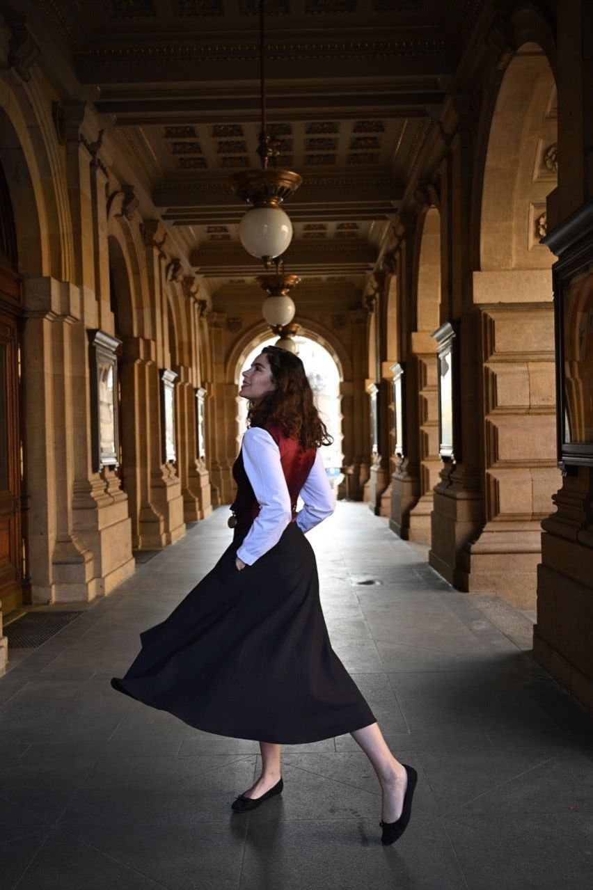 Academia Checked Skirt Black/Burgundy