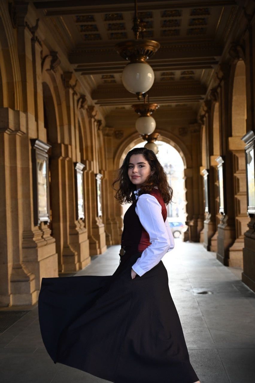 Academia Checked Skirt Black/Burgundy
