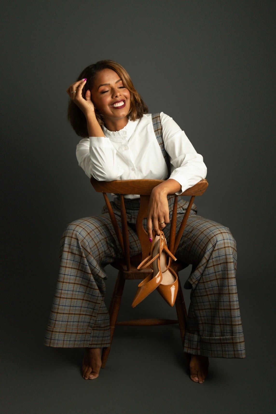 Académia Checkered Trousers Grey/Blue/Camel