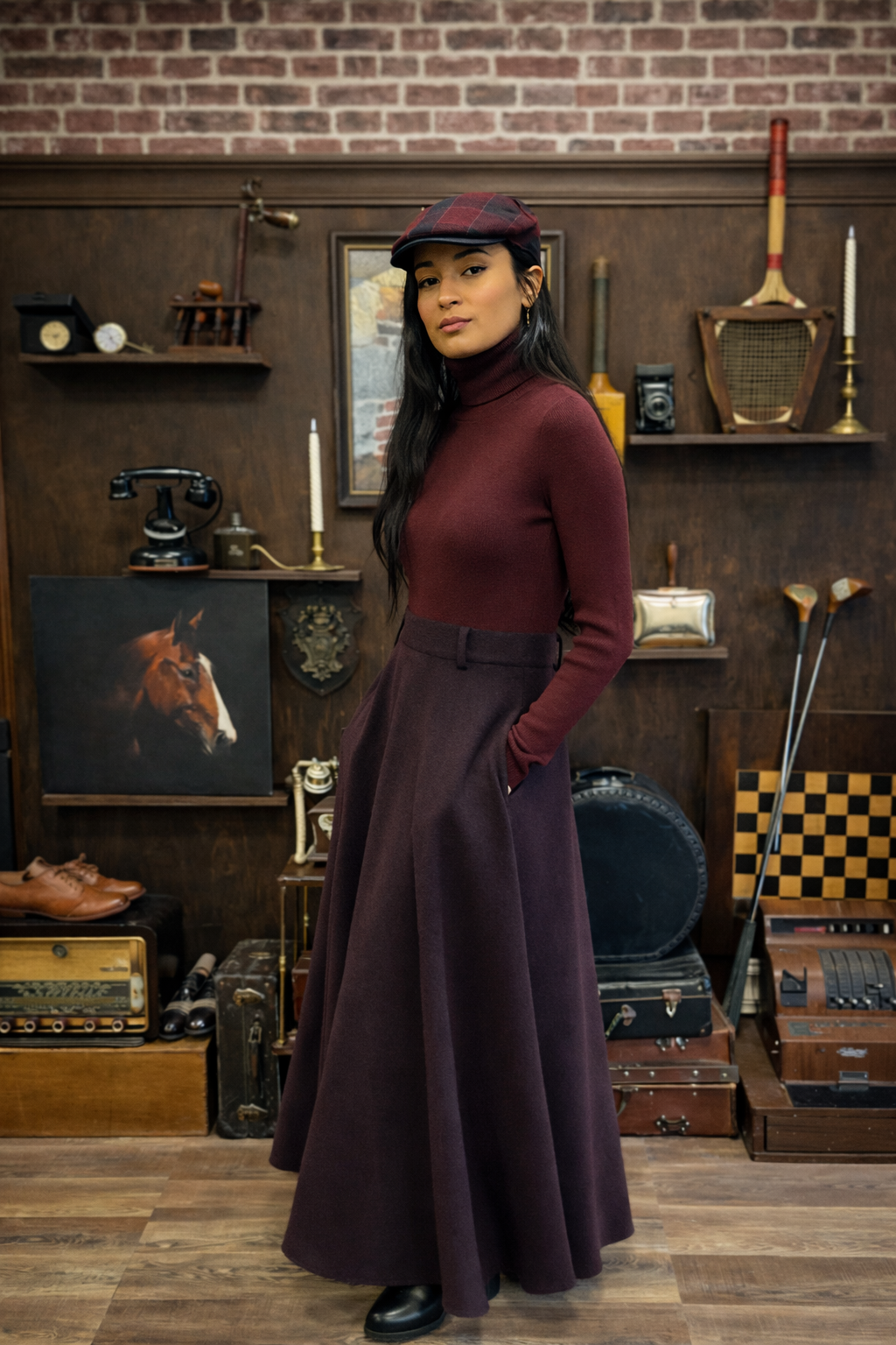 Jupe Paddington Maxi Bordeaux Chiné