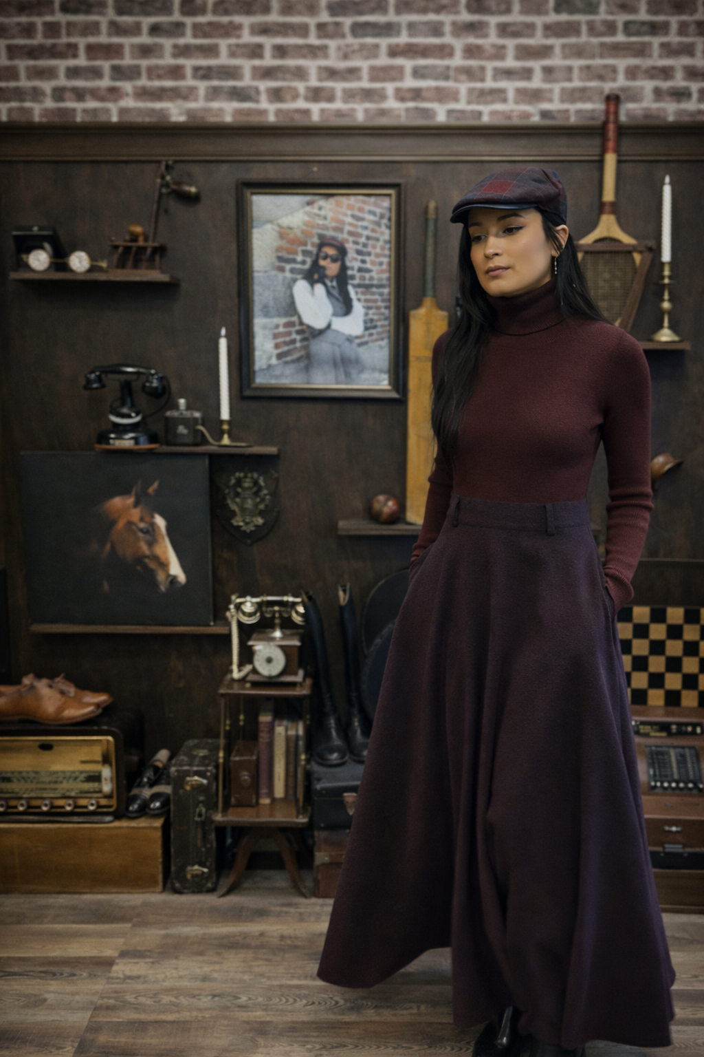 Jupe Paddington Maxi Bordeaux Chiné