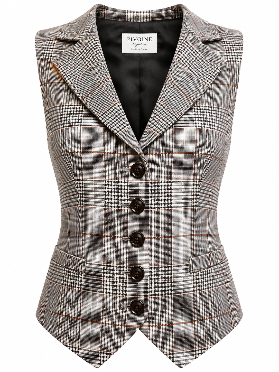 Académia Prince of Wales Beige/Kamelfarbene Jacke mit Kragen