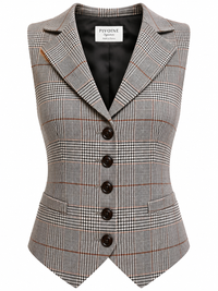 Académia Prince of Wales Beige/Kamelfarbene Jacke mit Kragen