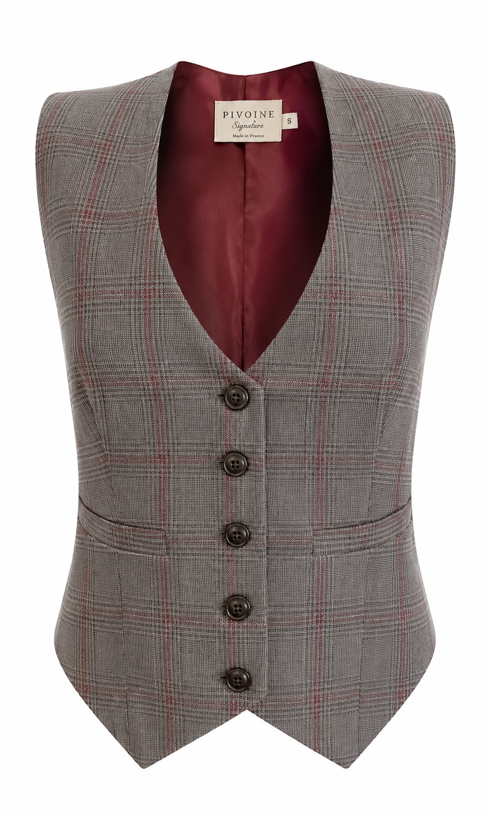 Veston Académia Carreaux Marron/Rouge