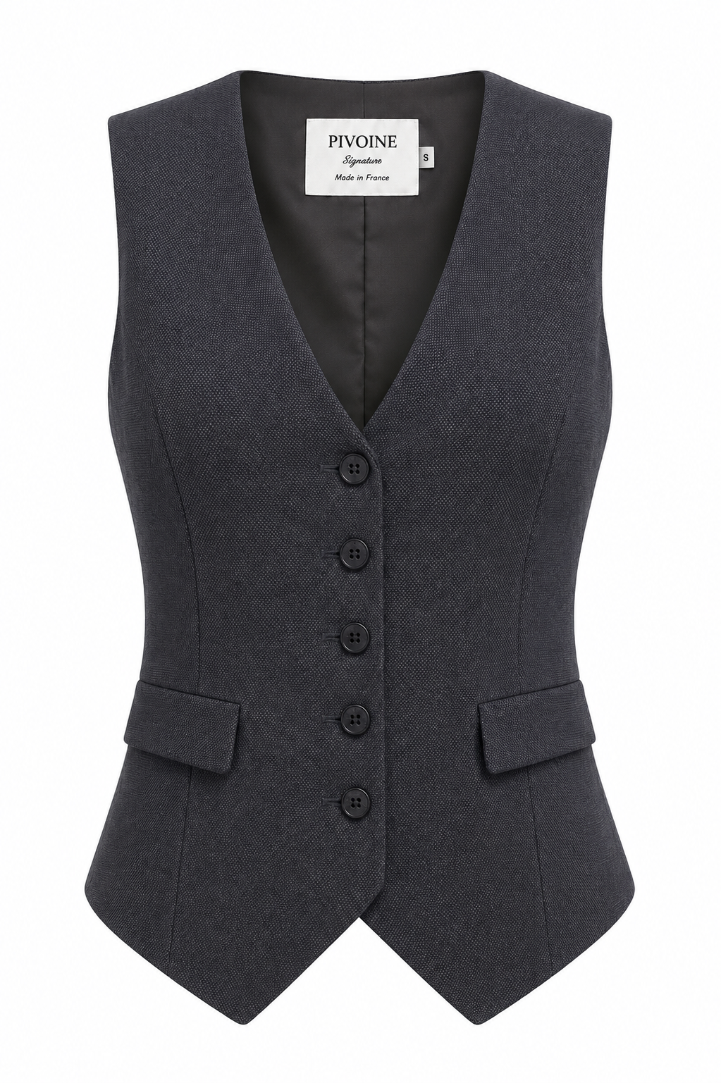 Veston Peaky Bleu texturé sans col