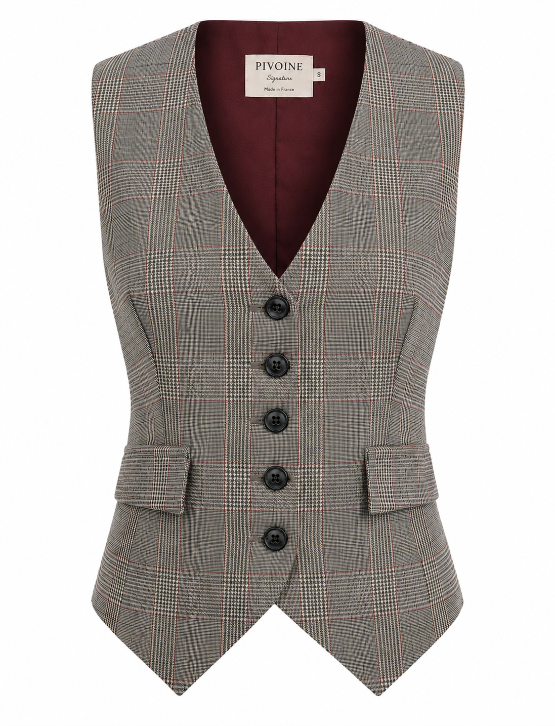 Académia Prince of Wales Jacke Grau/Bordeaux Baumwolle