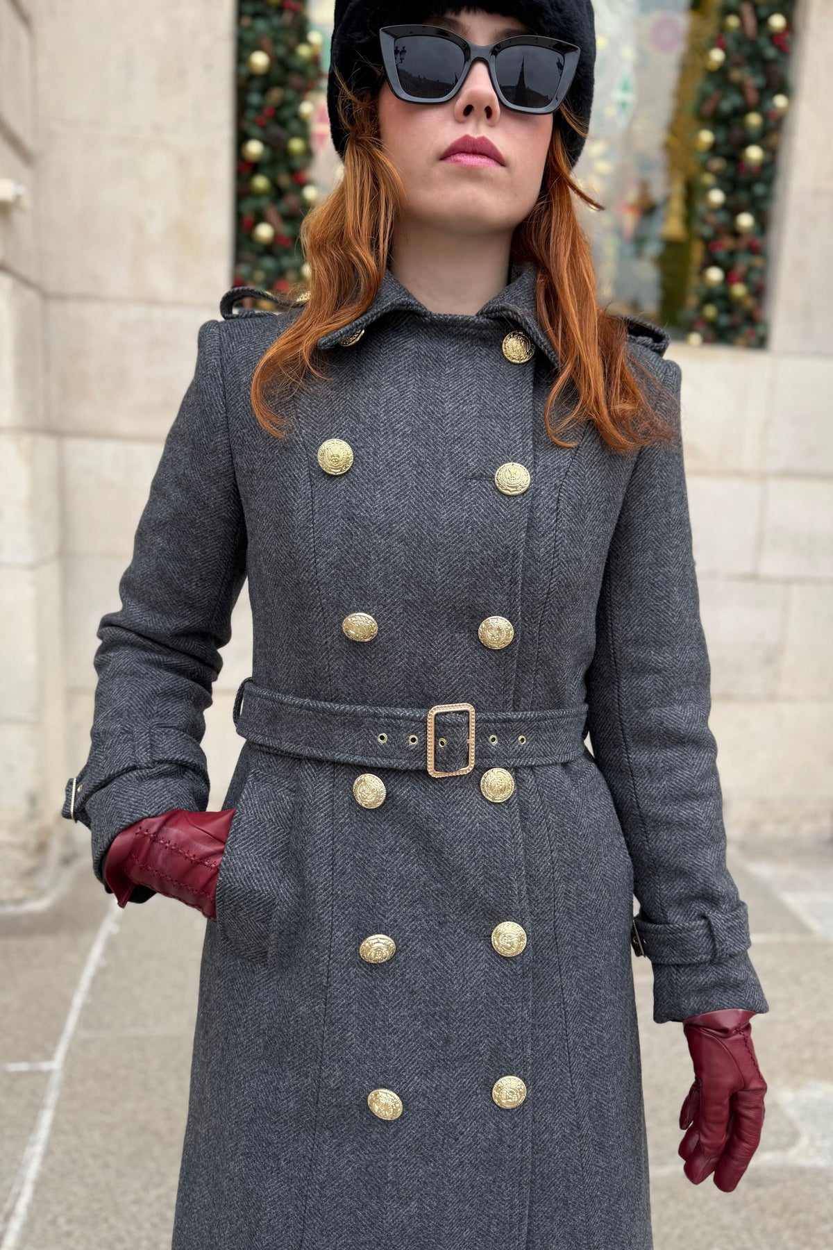 Polly Chevron Grey Coat