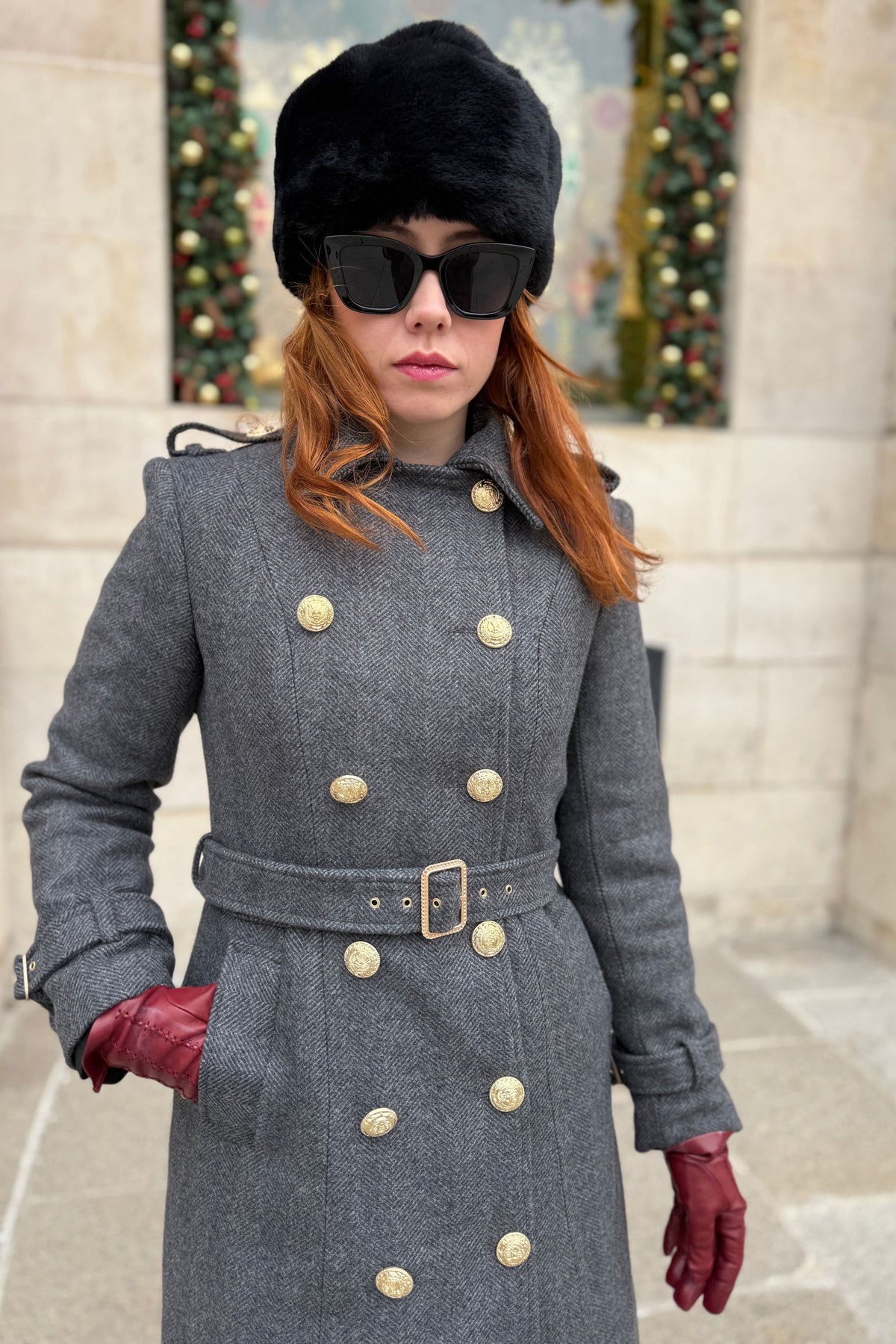 Polly Chevron Grey Coat