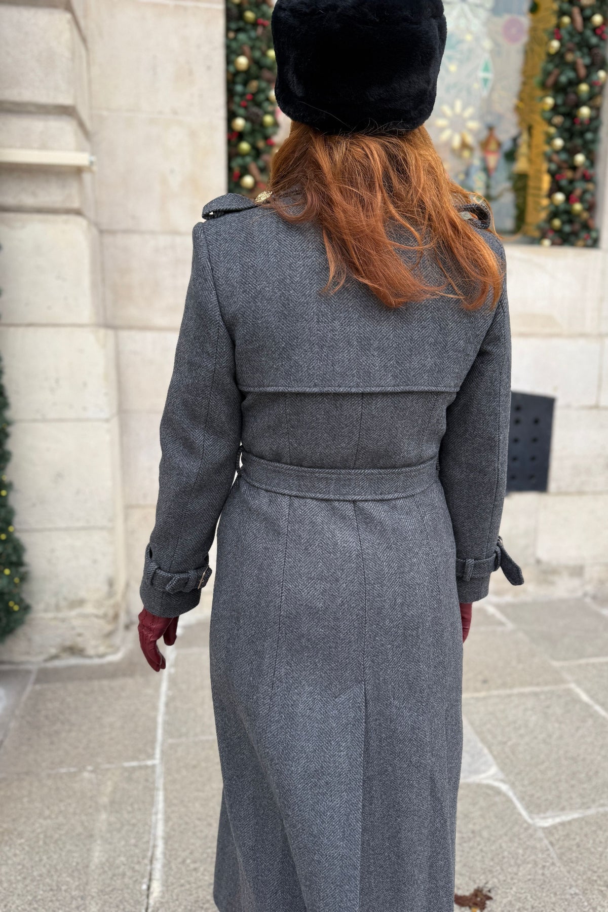Polly Chevron Grey Coat
