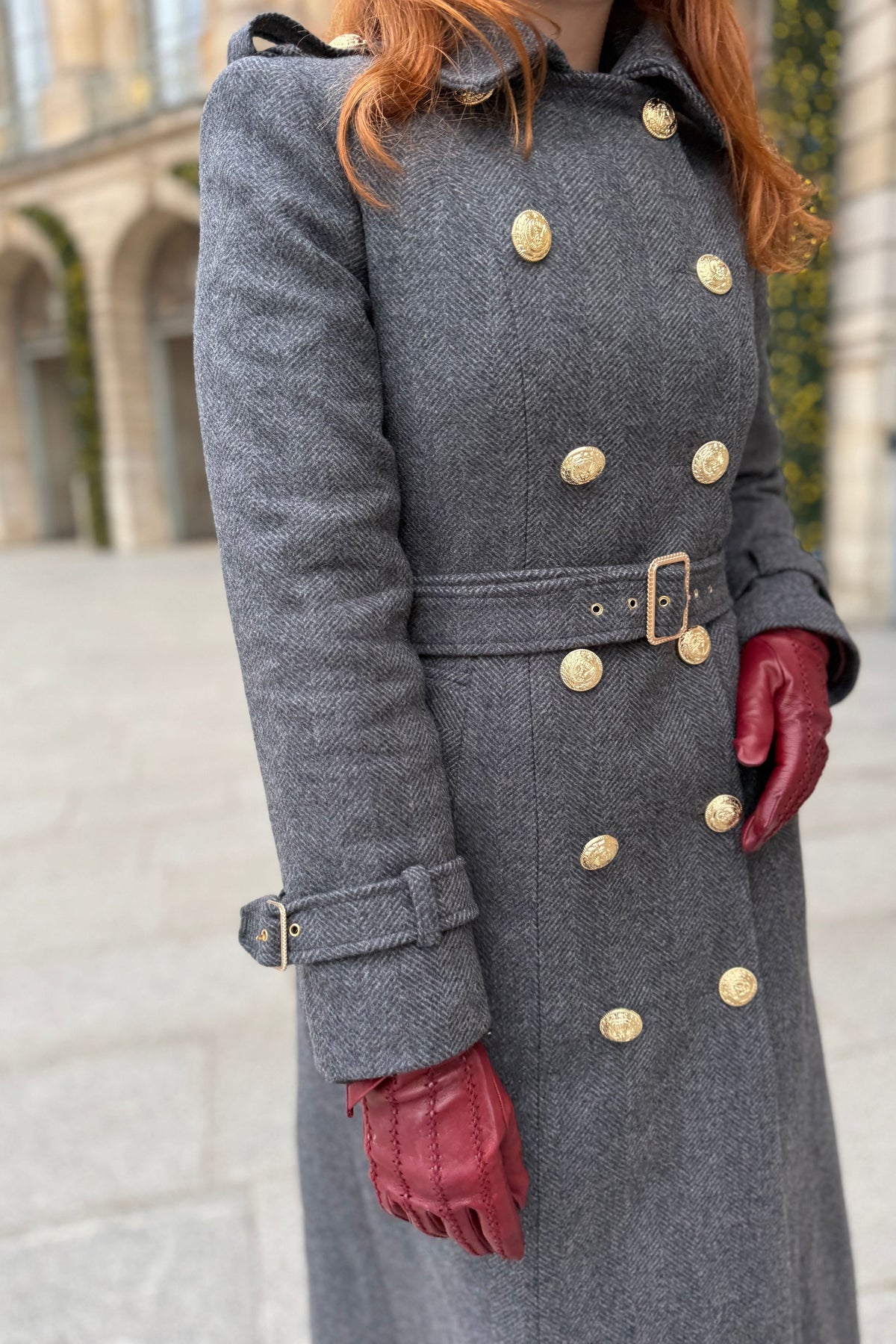 Polly Chevron Grey Coat